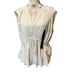 NWT Banana Republic Beige Sleeveless V-Neck Belted Waist Dress Size Medium